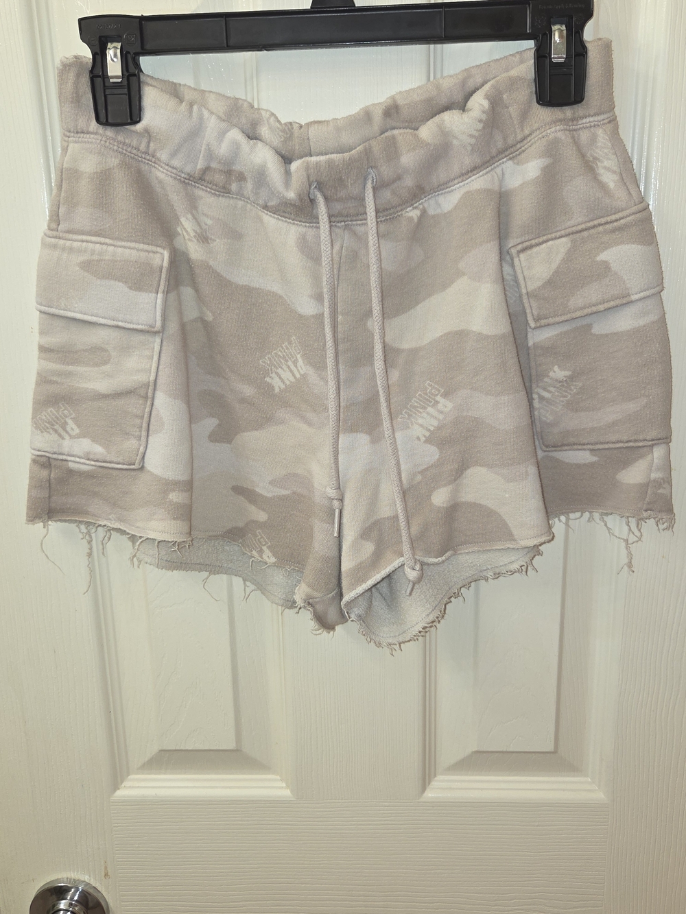 PINK Victoria's Secret Beige Camo Cargo Drawstring Shorts